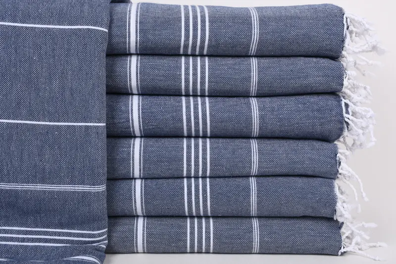 Woven Throw Blanket, Bachelorette Party Favors, Organic Throw, Wedding Favors, Beach Blanket, 88x60 Cotton Striped Towel, Beach Theme Wedding Gift - 1