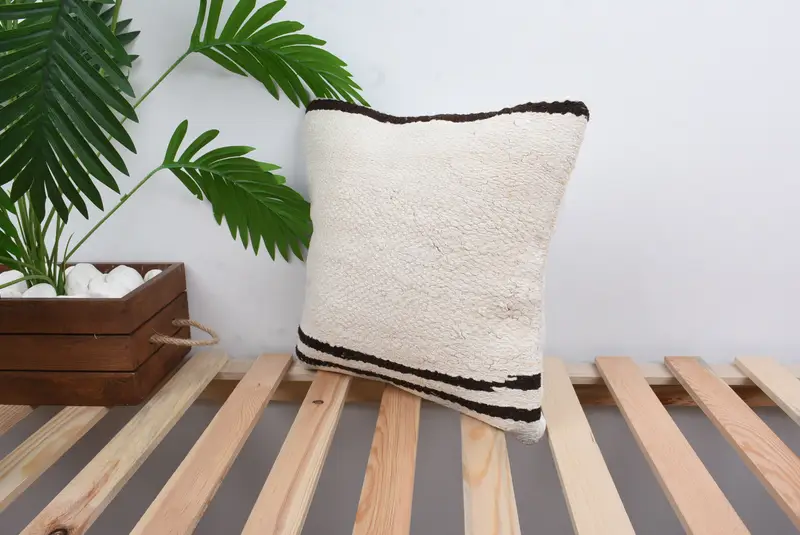 Vintage Pillow, Farmhouse Cushion Case, 14x14 White Cushion, Kilim Pillow, Ethnic Pillow Cover Pillow Cover, Pillow Sham, Kilim Pillow Cover - 5