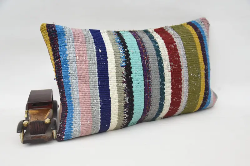 12x20 Blue Pillow, Boho Chic Cushion, Pillow, Handmade Kilim Cushion, Kilim Cushion Sham, Home Decor Pillow, Morroccon Kilim Cushion Pillow Case - 2