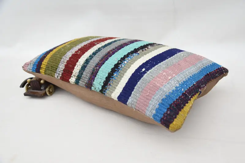 12x20 Blue Pillow, Boho Chic Cushion, Pillow, Handmade Kilim Cushion, Kilim Cushion Sham, Home Decor Pillow, Morroccon Kilim Cushion Pillow Case - 6