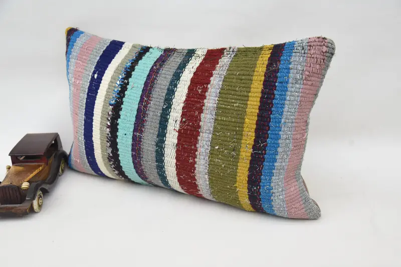 12x20 Blue Pillow, Boho Chic Cushion, Pillow, Handmade Kilim Cushion, Kilim Cushion Sham, Home Decor Pillow, Morroccon Kilim Cushion Pillow Case - 3
