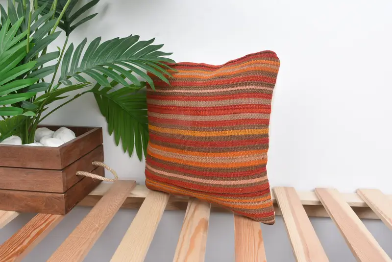 Art Deco Cushion Cover, Home Decor Pillow, Pillow Sham, 12x12 Red Pillow, Floor Pillow Case, Vintage Pillow, Vintage Kilim Pillow - 5