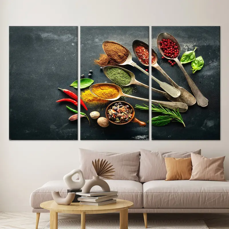 エレガントなインディアン スパイス キャンバス: 鮮やかなダイニング ルーム アート