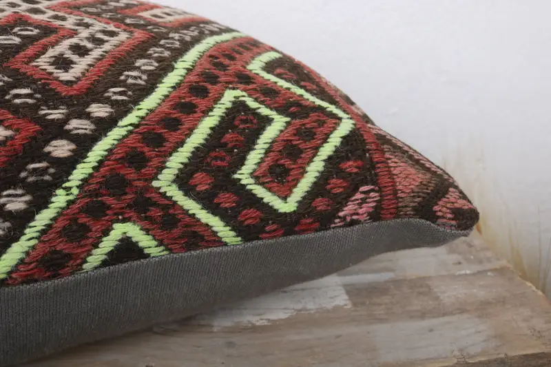 Turkish Kilim Pillow, Designer Throw Cushion, Cushion Cover, Antique Pillows, Vintage Pillow, Neutral Cushion Cover, 12x24 Blue Pillow Case - 6