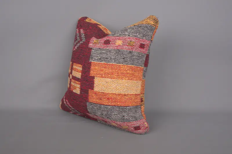 14x14 Red Pillow Cover, Authentic Pillow Case, Pillow Case, Throw Kilim Pillow, Vintage Kilim Throw Pillow, Kilim Pillow, Customized Pillow - 3