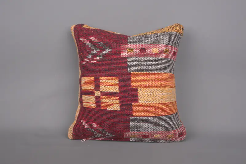 14x14 Red Pillow Cover, Authentic Pillow Case, Pillow Case, Throw Kilim Pillow, Vintage Kilim Throw Pillow, Kilim Pillow, Customized Pillow - 4