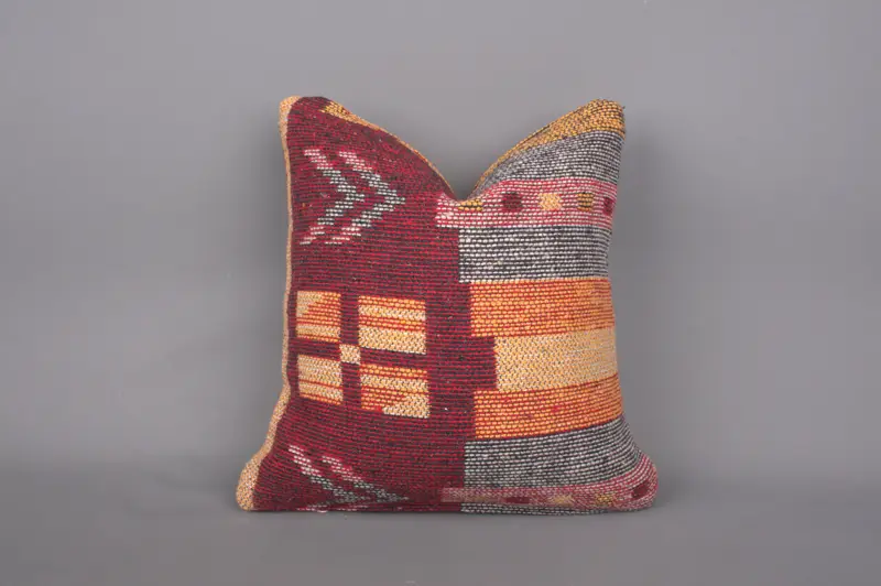 14x14 Red Pillow Cover, Authentic Pillow Case, Pillow Case, Throw Kilim Pillow, Vintage Kilim Throw Pillow, Kilim Pillow, Customized Pillow - 1