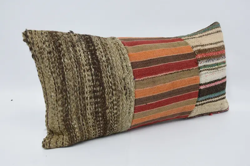 Pastel Pillow, Cotton Cushion Case, Home Decor Pillow, Pillow, Boho Pillow Sham Cover, Kilim Pillow Cover, 12x24 Orange Pillow Sham - 3