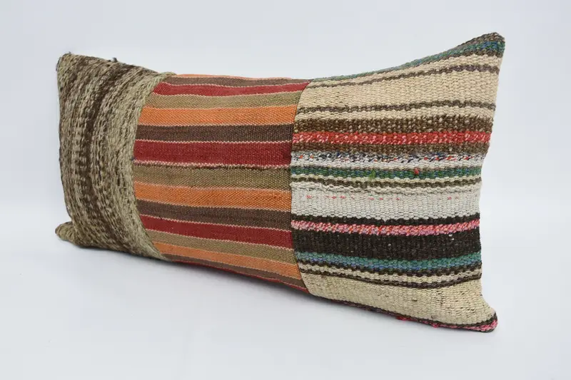 Pastel Pillow, Cotton Cushion Case, Home Decor Pillow, Pillow, Boho Pillow Sham Cover, Kilim Pillow Cover, 12x24 Orange Pillow Sham - 4