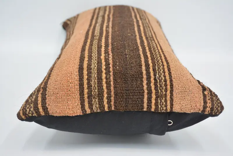 12x24 Inches Brown & Orange Pillow, Handmade Geometric Throw Pillow - 5