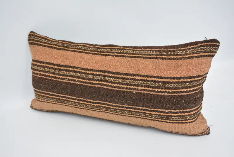 12x24 Inches Brown & Orange Pillow, Handmade Geometric Throw Pillow - 4