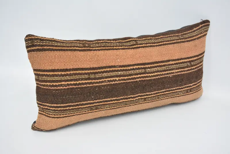 12x24 Inches Brown & Orange Pillow, Handmade Geometric Throw Pillow - 3