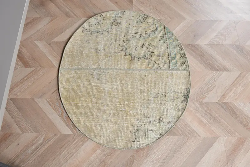 Alfombra 2,5x3 pies Beige Verde Lunares, Decoración Elegante para el Hogar