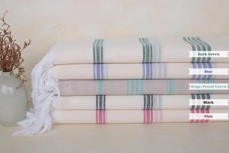 Pamuklu havlu, hızlı kuru peshtemal, 70x40 pamuklu çizgili havlu, yumuşak havlu, spa hediye havlu, yoga havlu, benzersiz hediye, yumuşak ve emici Türk havlu - 1