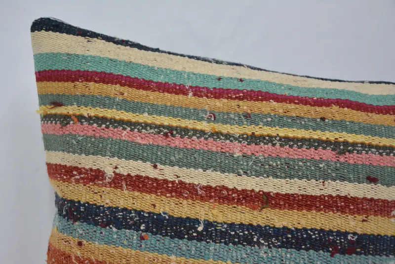Boho Pillow Sham Cover, Morroccon Kilim Cushion Cushion Case, 16x24 Rainbow Pillow, Turkish Pillow, Vintage Pillow, Pillow, Cotton Pillow Sham - 2