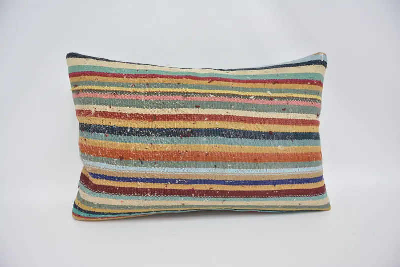 Boho Pillow Sham Cover, Morroccon Kilim Cushion Cushion Case, 16x24 Rainbow Pillow, Turkish Pillow, Vintage Pillow, Pillow, Cotton Pillow Sham - 1