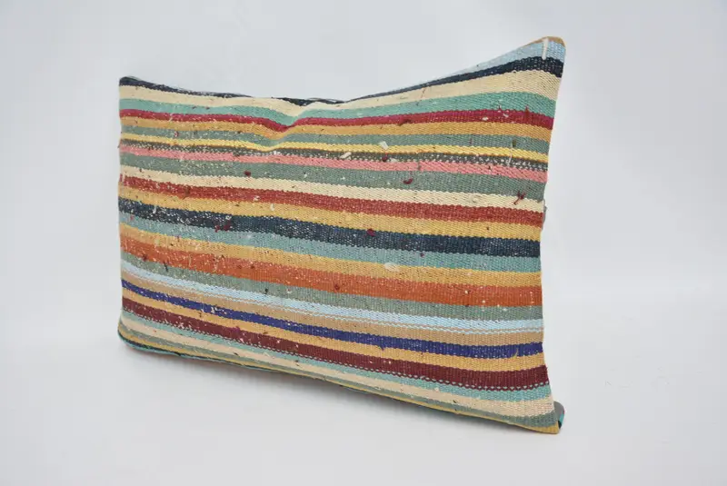 Boho Pillow Sham Cover, Morroccon Kilim Cushion Cushion Case, 16x24 Rainbow Pillow, Turkish Pillow, Vintage Pillow, Pillow, Cotton Pillow Sham - 4