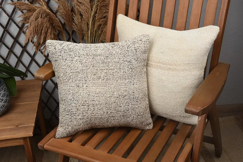 14x14 Beige Pillow Cover, Home Decor Pillow, Pillow Case, Kilim Pillow Cover, Handmade Kilim Cushion, Living Room Throw Cushion Case - 1
