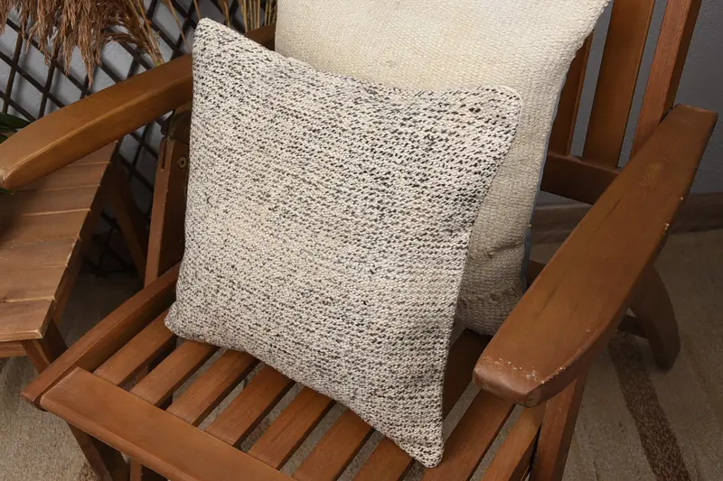 14x14 Beige Pillow Cover, Home Decor Pillow, Pillow Case, Kilim Pillow Cover, Handmade Kilim Cushion, Living Room Throw Cushion Case - 5