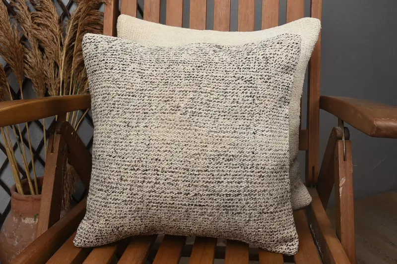 14x14 Beige Pillow Cover, Home Decor Pillow, Pillow Case, Kilim Pillow Cover, Handmade Kilim Cushion, Living Room Throw Cushion Case - 3