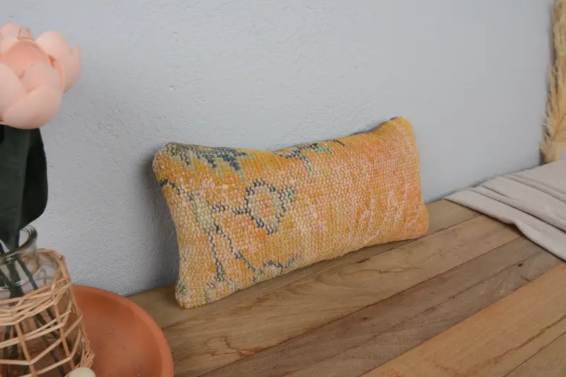 Authentic Pillow Sham, Home Decor Pillow, Floor Cushion Case, Pet Cushion Cover, Antique Pillows, 8x16 Yellow Cushion, Boho Pillow, Pillow Case - 1