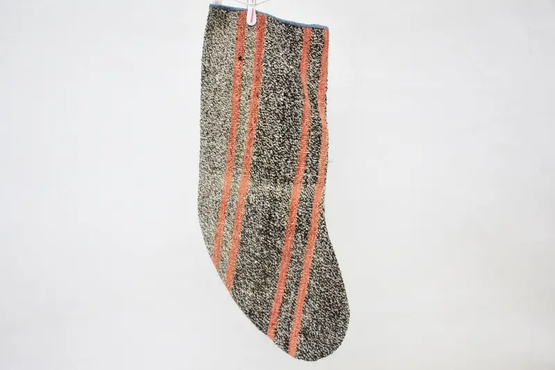 Şenlikli Kahverengi ve Turuncu Noel Çorabı, 14 İnç Süs Çorabı