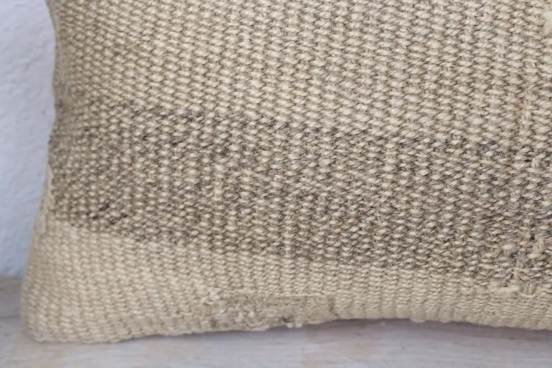 Pillow Cover, Turkish Kilim Pillow, Oriental Pillow, Farmhouse Cushion Case, 8x16 Beige Pillow Cover, Turkish Pillow, Boho Pillow - 3