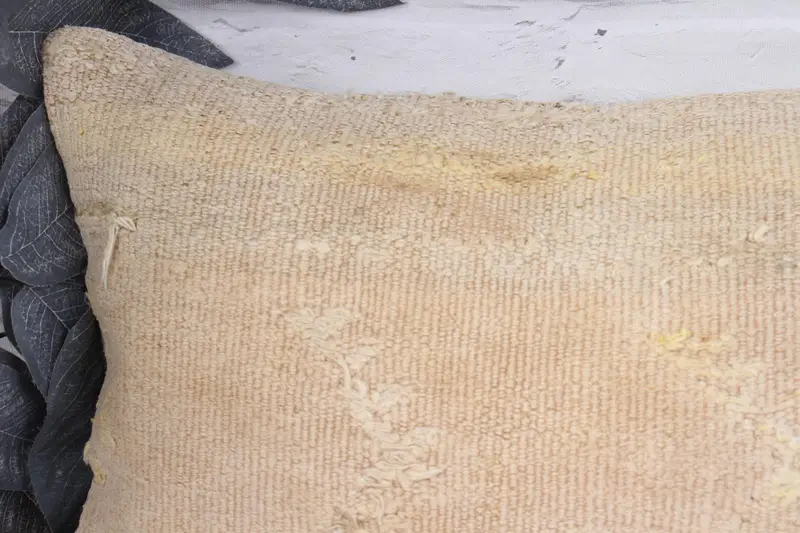 Southwestern Pillow Sham, Cushion Case, Throw Kilim Pillow, Boho Pillow, Handmade Kilim Cushion, Armchair Cushion, 12x20 Beige Cushion Case - 2