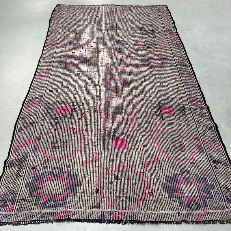 Mor Patchwork Halı, Pembe Desenli 5,3x9,9 ft