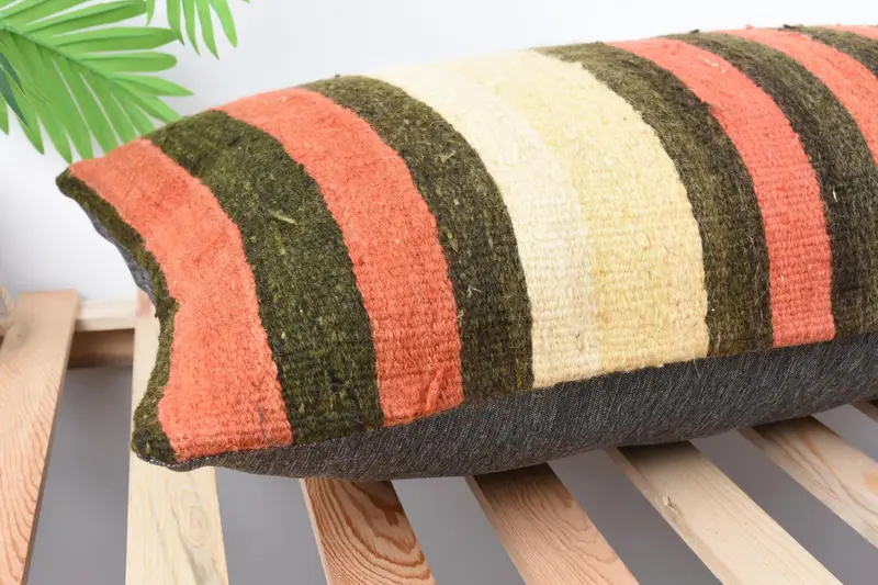 Kilim Cushion Sham, Cushion, Turkish Pillow, Nautical Throw Pillow, 16x36 Red Pillow Case, Kilim Pillow, Meditation Pillow Cover - 6