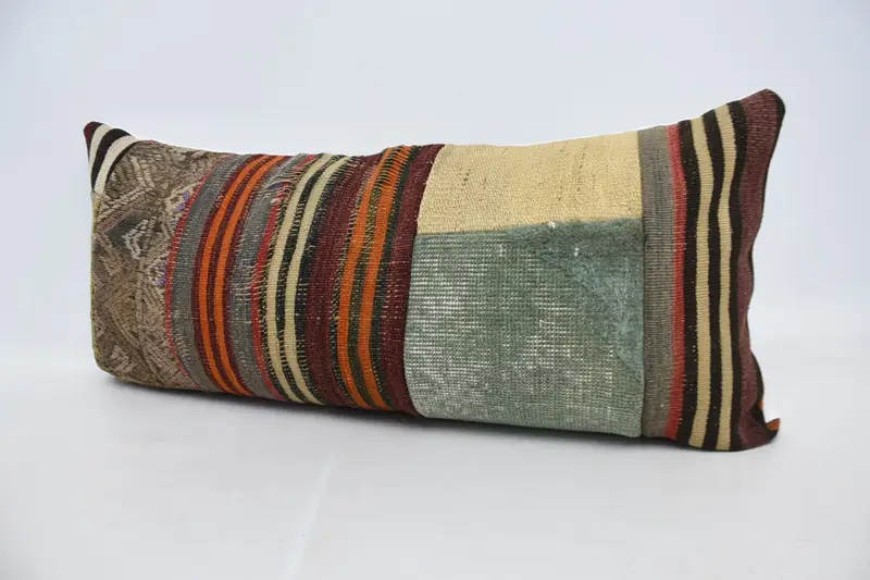 Antique Pillows, Pillow Case, Nautical Throw Cushion Cover, Turkish Bench Pillow, 16x36 Orange Cushion, Gift Pillow, Throw Kilim Pillow - 4