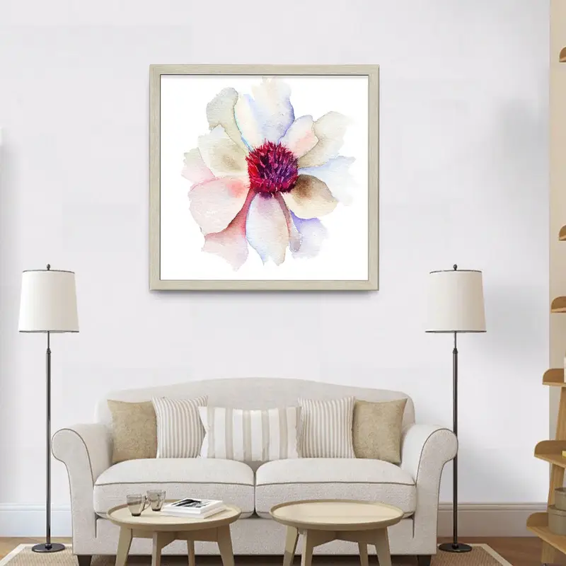 Modern Printed Glass: Abstract Watercolor Design in White & Pink