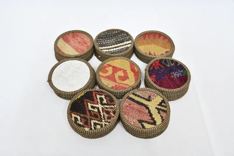 Posavasos Kilim redondo bohemio, posavasos circular único para taza de café