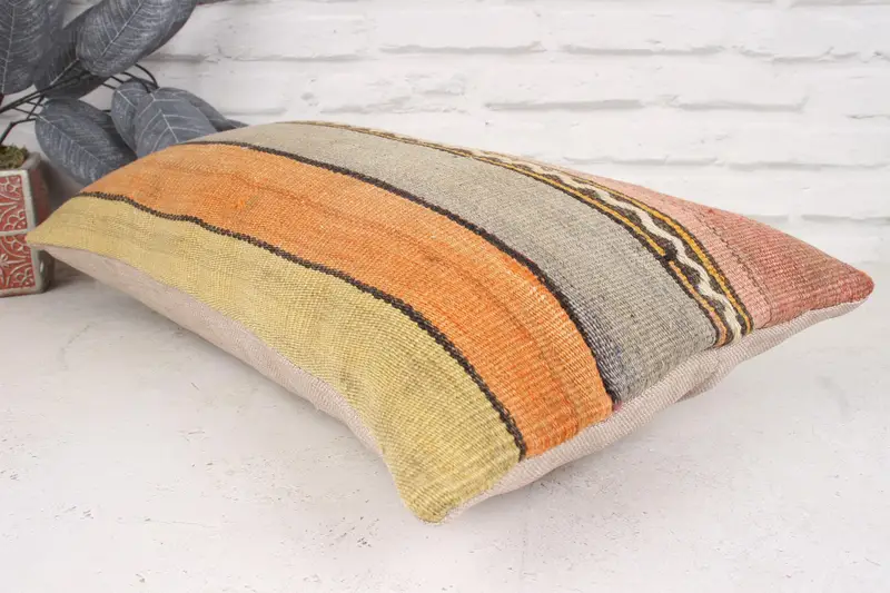 Kilim Pillow, Boho Pillow Sham Cover, 12x20 Red Cushion Cover, Outdoor Throw Pillow Cover, Cushion Case, Vintage Pillow, Aztec Pillow Case - 6