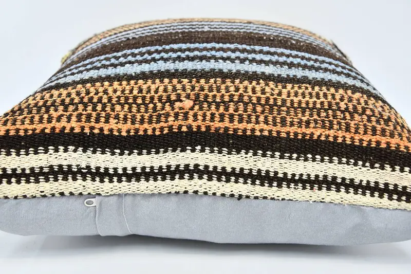 Floor Cushion Case, Anatolian Cushion, Pillow Case, 20x20 Blue Cushion Case, Ethnical Kilim Rug Pillow, Interior Designer Pillow, Kilim Pillow - 6