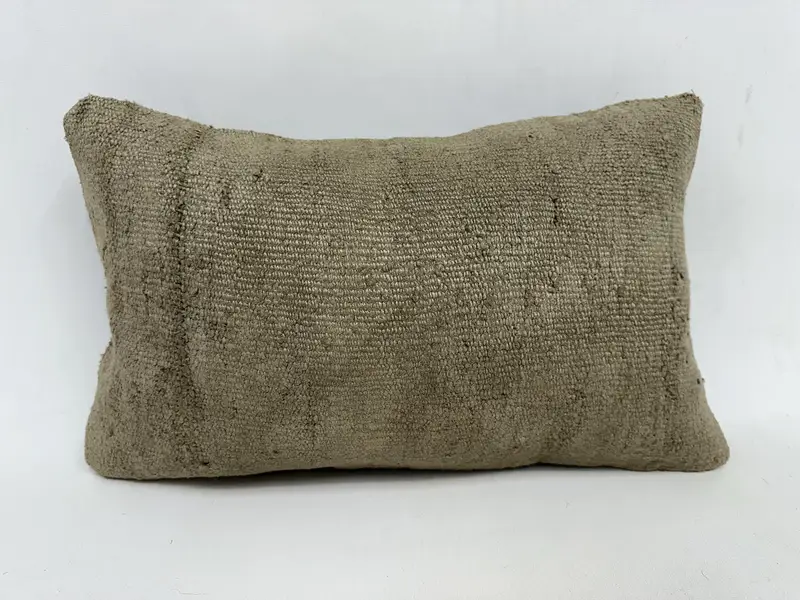 Vintage Pillow, Shabby Chic Cushion Cover, Pillow Sham, Handmade Kilim Cushion, 12x20 Beige Pillow Case, Kilim Cushion Sham, Christmas Pillow Sham - 1