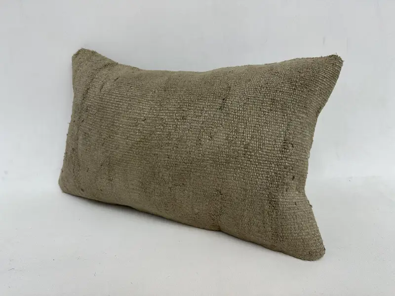 Vintage Pillow, Shabby Chic Cushion Cover, Pillow Sham, Handmade Kilim Cushion, 12x20 Beige Pillow Case, Kilim Cushion Sham, Christmas Pillow Sham - 4
