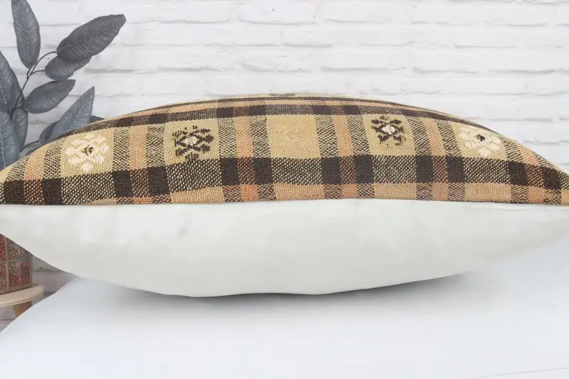 Throw Kilim Pillow, 28x28 Yellow Cushion Case, Bench Pillow, Interior Designer Pillow, Turkish Pillow, Decorative Throw Pillow Case, Pillow Cover - 6