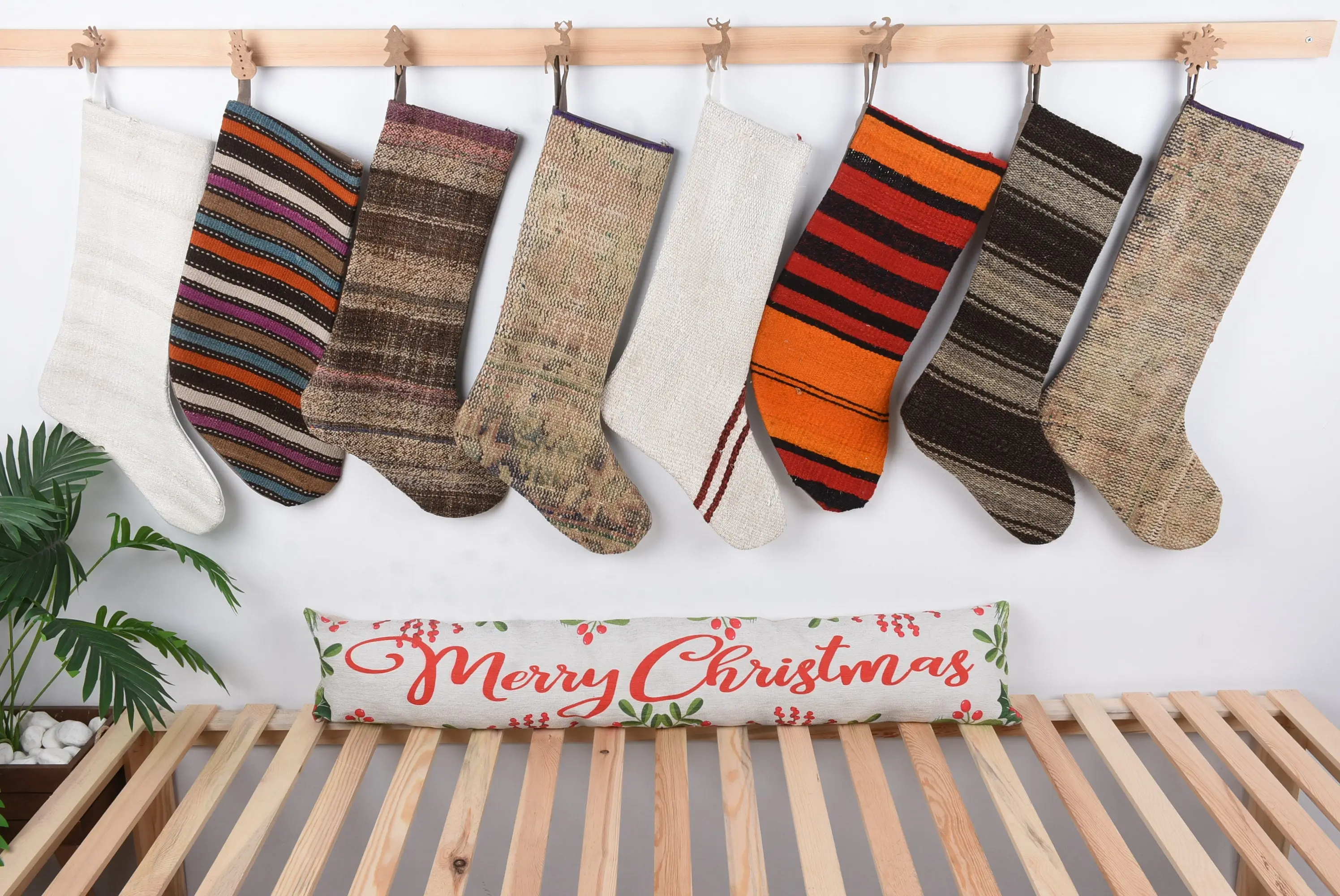 Festive Christmas Ornaments Pattern, 8 Inch Wide Holiday Stocking - 1
