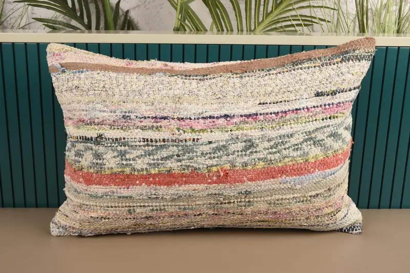 Pink Turkish Striped Pillow Cover, 16x24 inch Farmhouse Gift Pillow Case - 1
