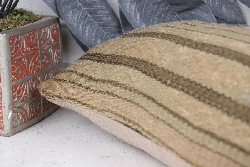 Pillow Case, Vintage Kilim Throw Pillow, Turkish Kilim Pillow, 8x16 Beige Pillow, Living Room Throw Pillow Cover, Home Decor Pillow - 7