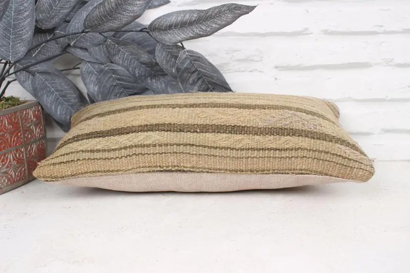 Pillow Case, Vintage Kilim Throw Pillow, Turkish Kilim Pillow, 8x16 Beige Pillow, Living Room Throw Pillow Cover, Home Decor Pillow - 5
