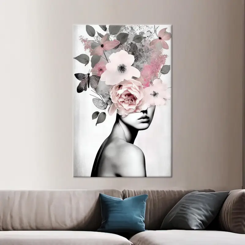 Elegant Pink Abstract Flower Canvas Print for Women