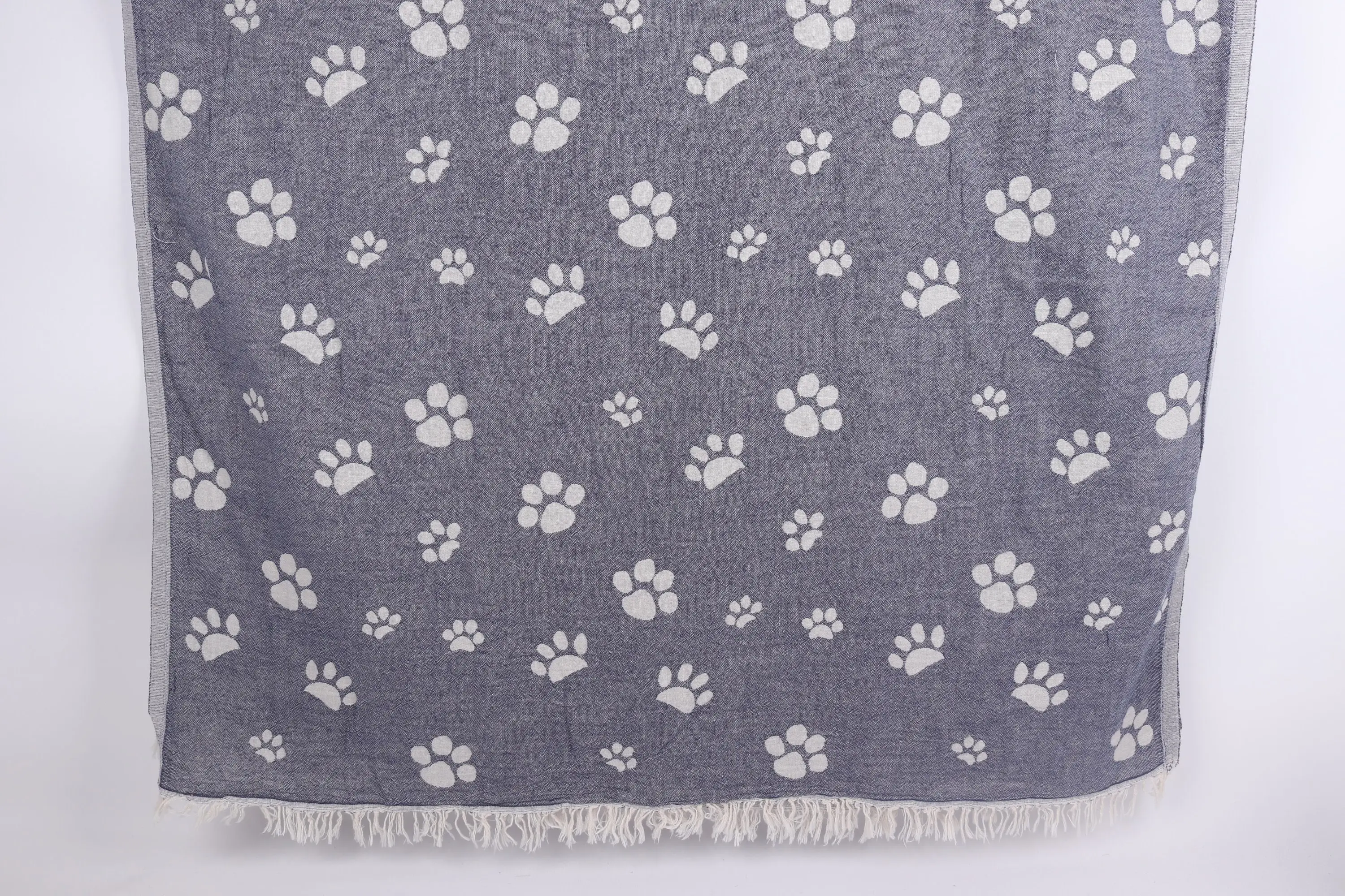 Paw Design Towel Navy Cotton Bath Towel, 36x71 Inches - 1