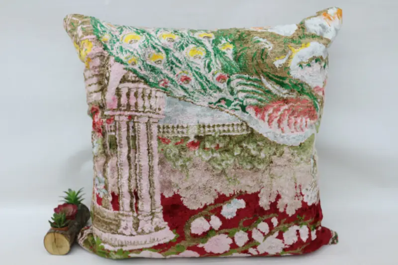 32x32 Green Pillow, Boho Pillow Sham Cover, Kilim Pillow, Bench Pillow Sham, Ethnical Kilim Rug Pillow, Pillow, Oriental Pillow Case - 1