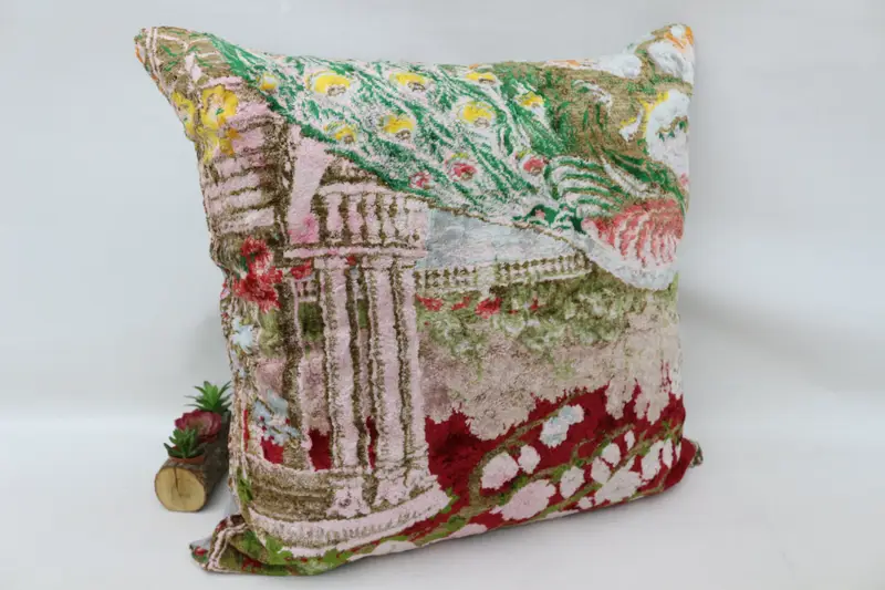 32x32 Green Pillow, Boho Pillow Sham Cover, Kilim Pillow, Bench Pillow Sham, Ethnical Kilim Rug Pillow, Pillow, Oriental Pillow Case - 3