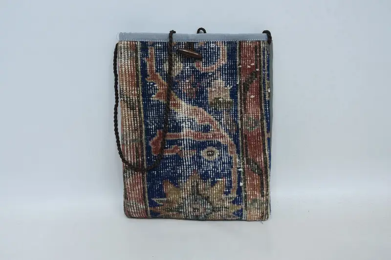 ジッパー付きミニマリストウールショルダーバッグ、キリムバッグ