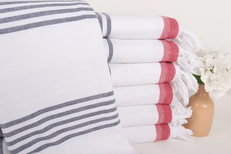 Toalla de algodón Toalla de playa turca a rayas rojas, 36 x 67 pulgadas