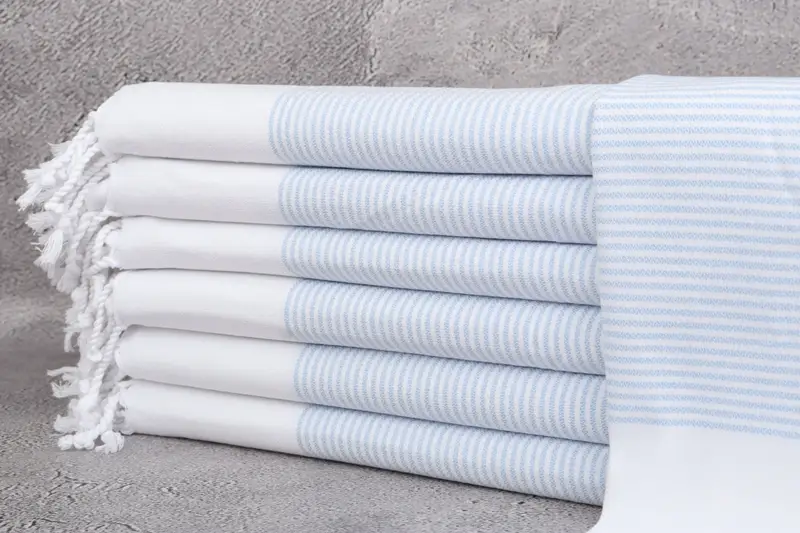 Wedding Gift Towels, Dish Towel, Baby Blue Towel, Striped Dishcloth, 18x40 Inches