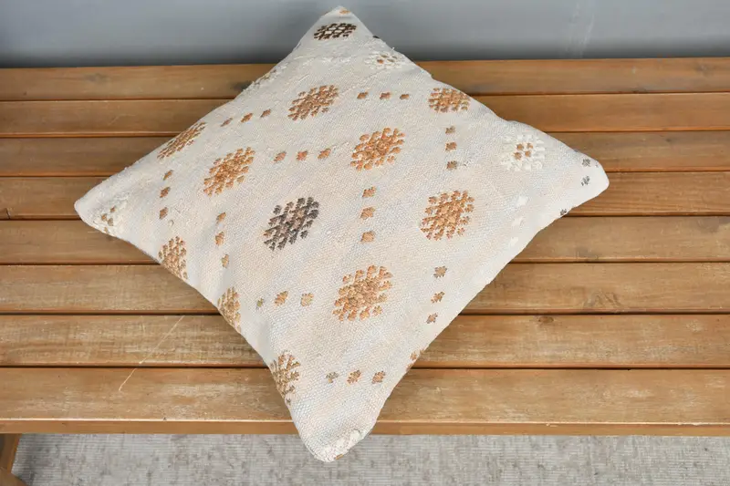 Turkish Kilim Pillow, Aztec Pillow, Boho Pillow Sham Cover, 16x16 White Cushion Cover, Pillow for Sofa, Colorful Cushion Cover, Cushion Cover - 2